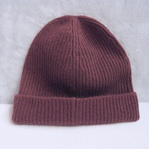 EVERLANE Cashmere Ribbed Beanie One Size Dark Mahogany Brown Winter Wool